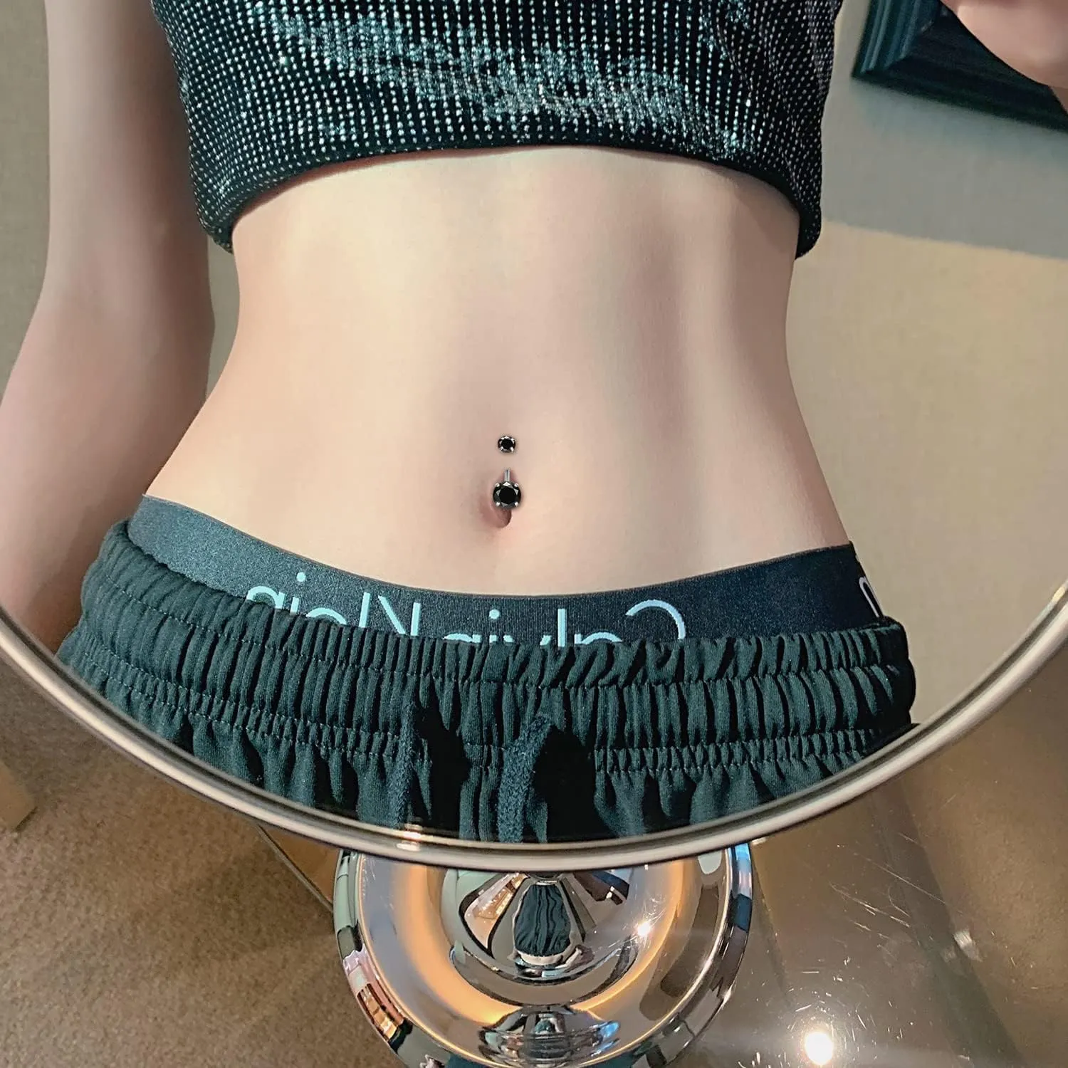 JFORYOU Belly Button Rings Stainless Steel 14G CZ Opal Navel Rings Barbells Women Girls Belly Piercing Jewelry