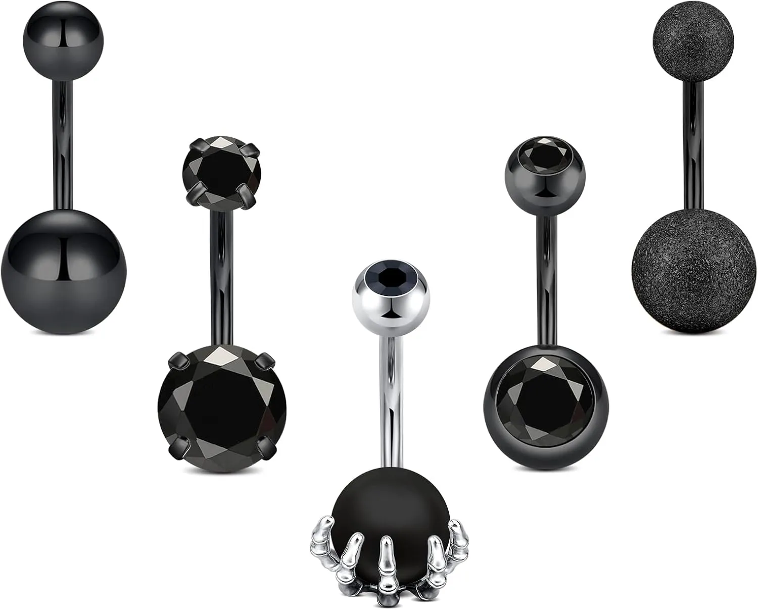 JFORYOU Belly Button Rings Stainless Steel 14G CZ Opal Navel Rings Barbells Women Girls Belly Piercing Jewelry