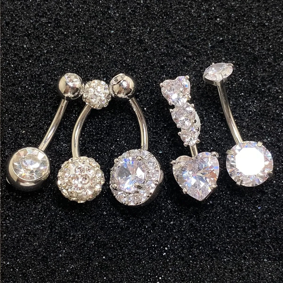 JFORYOU Belly Button Rings Stainless Steel 14G CZ Opal Navel Rings Barbells Women Girls Belly Piercing Jewelry