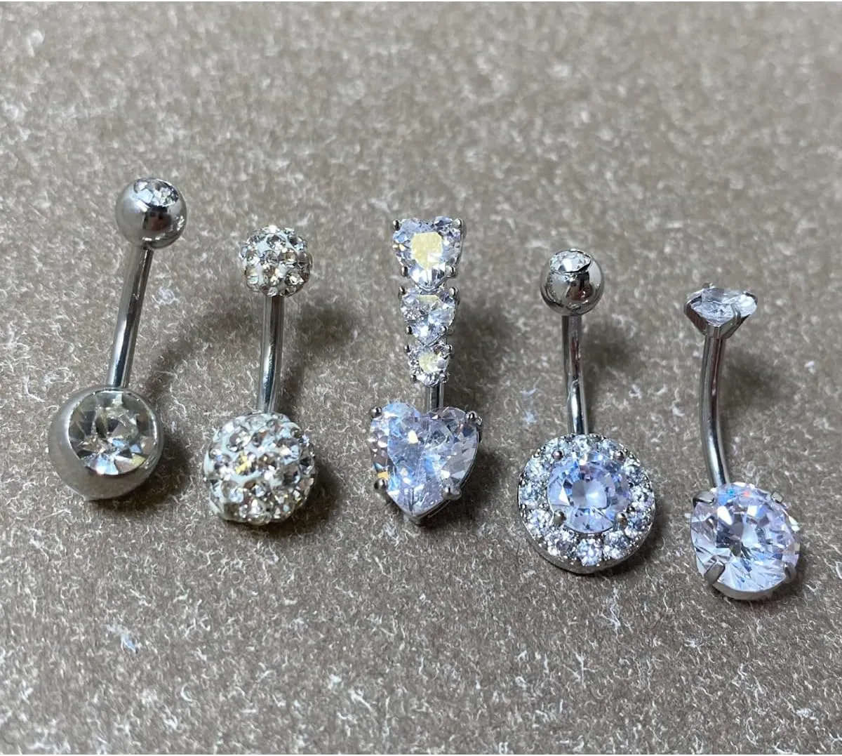 JFORYOU Belly Button Rings Stainless Steel 14G CZ Opal Navel Rings Barbells Women Girls Belly Piercing Jewelry