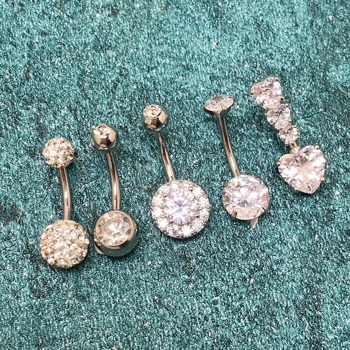 JFORYOU Belly Button Rings Stainless Steel 14G CZ Opal Navel Rings Barbells Women Girls Belly Piercing Jewelry