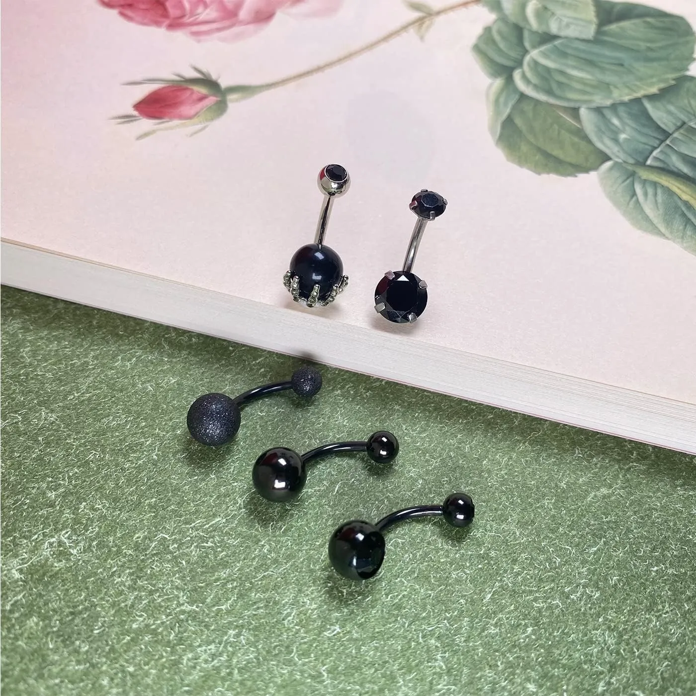 JFORYOU Belly Button Rings Stainless Steel 14G CZ Opal Navel Rings Barbells Women Girls Belly Piercing Jewelry