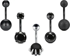 JFORYOU Belly Button Rings Stainless Steel 14G CZ Opal Navel Rings Barbells Women Girls Belly Piercing Jewelry