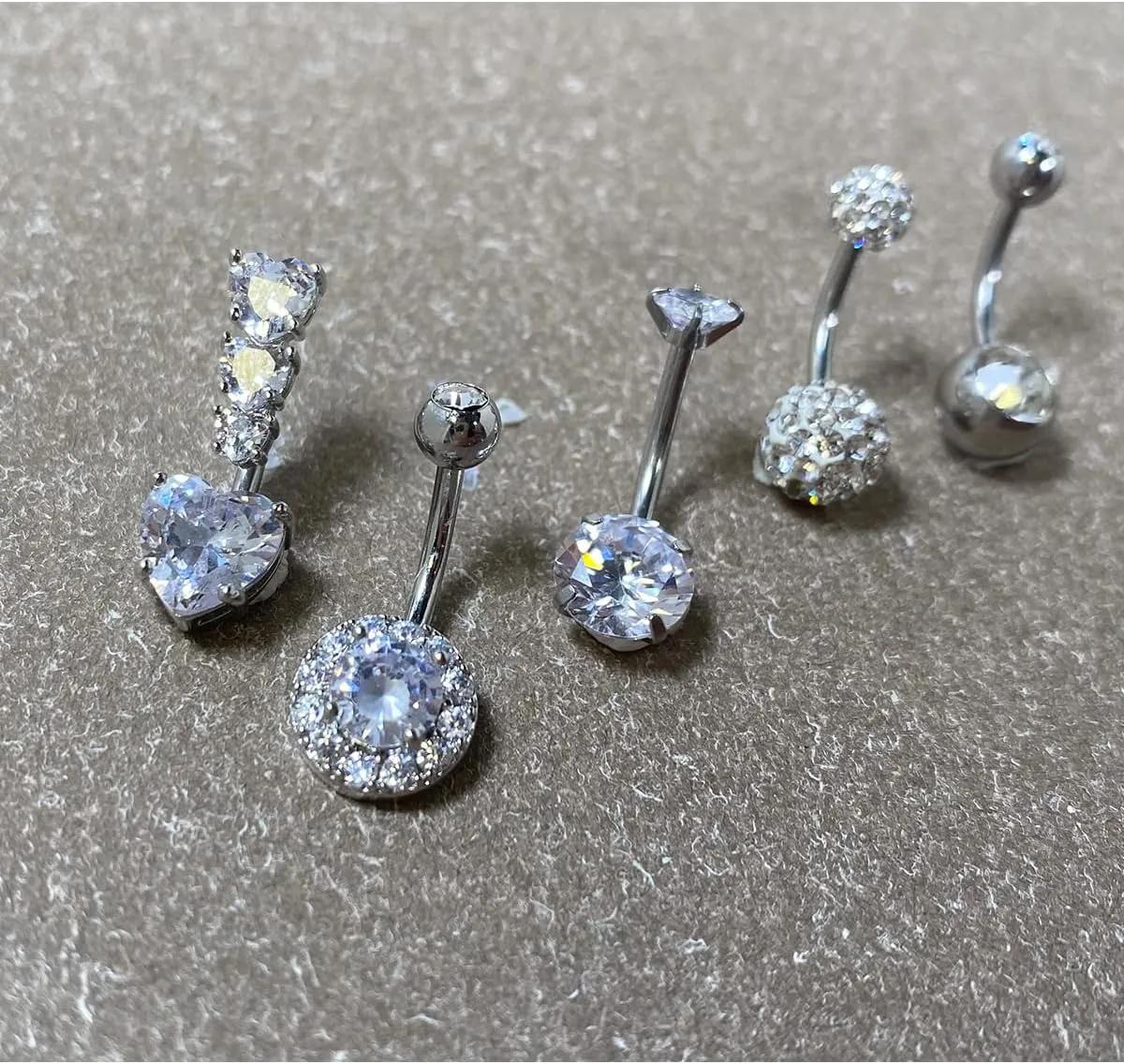 JFORYOU Belly Button Rings Stainless Steel 14G CZ Opal Navel Rings Barbells Women Girls Belly Piercing Jewelry