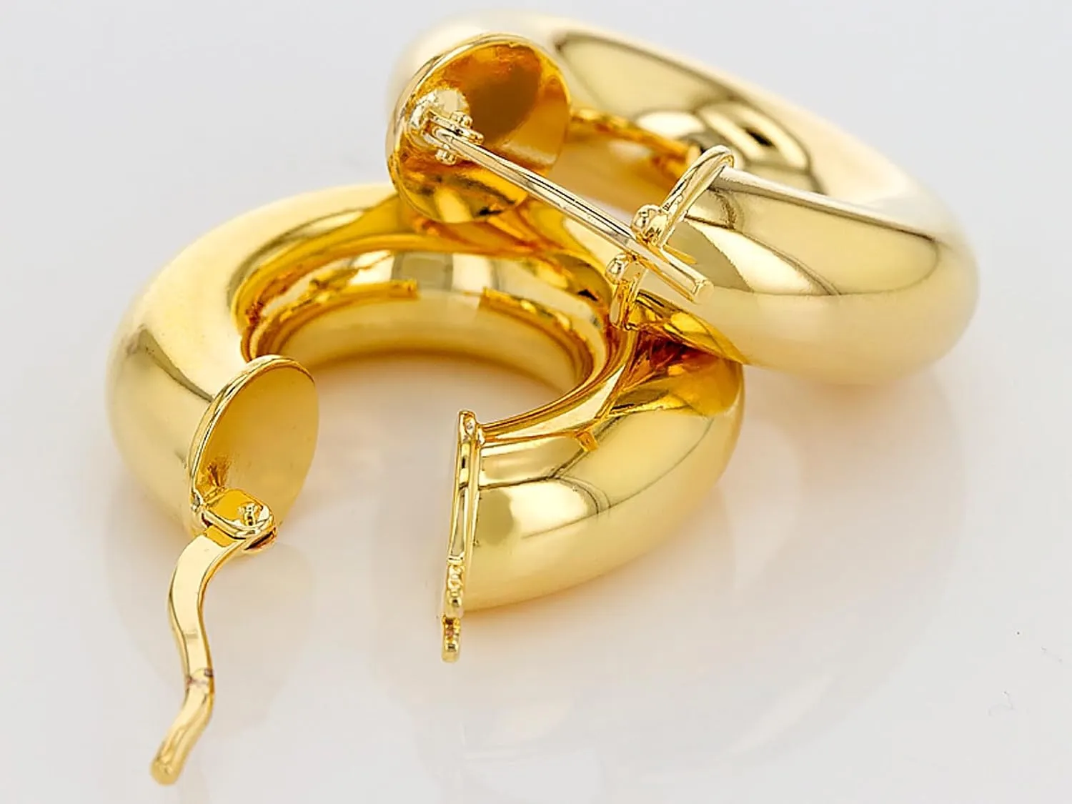 JTV 18k Yellow Gold Plated Chunky Hoop Earrings - Over Bronze - Cute Simple Small Hoops for Women - Loop Earrings - Classy Jewelry