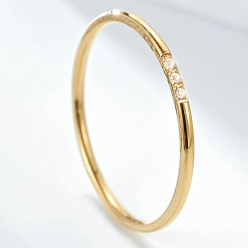 Jude Jewelers 1mm Stainless Steel Thin Stackable Three Stones Eternity Wedding Band Ring
