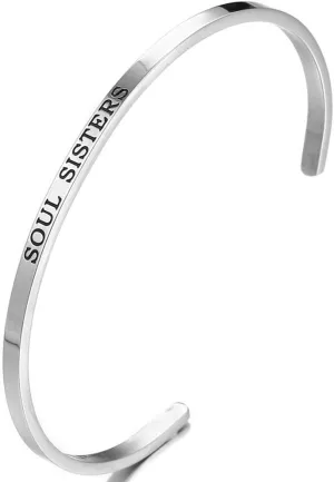 Jude Jewelers 4mm Width Stackable Stainless Steel Inspiration Encouragement Graduation Mantra Cuff Bangle Bracelet