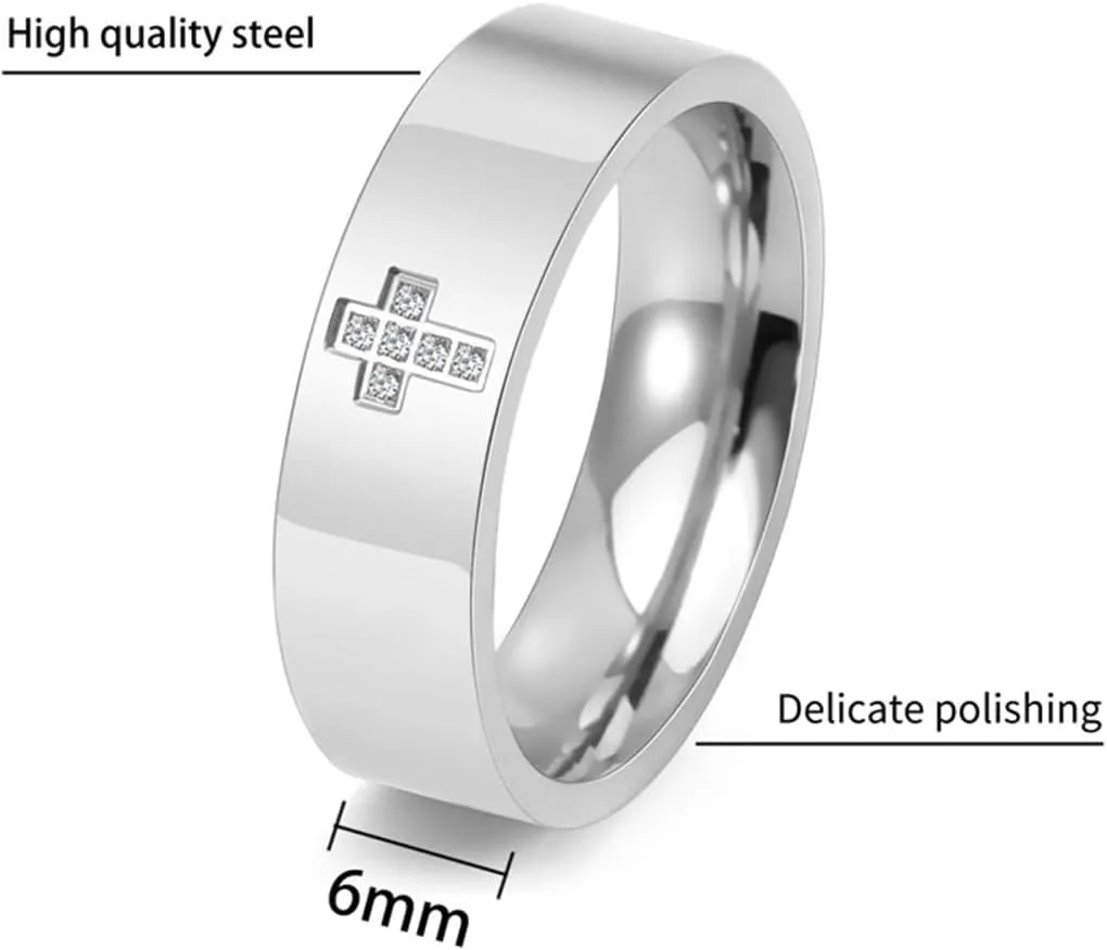 Jude Jewelers 6mm Stainless Steel Christian Cross Religious Wedding Band Statement Anniversary Ring