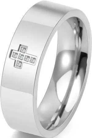 Jude Jewelers 6mm Stainless Steel Christian Cross Religious Wedding Band Statement Anniversary Ring