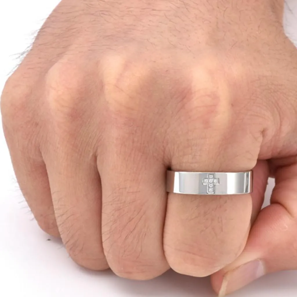 Jude Jewelers 6mm Stainless Steel Christian Cross Religious Wedding Band Statement Anniversary Ring