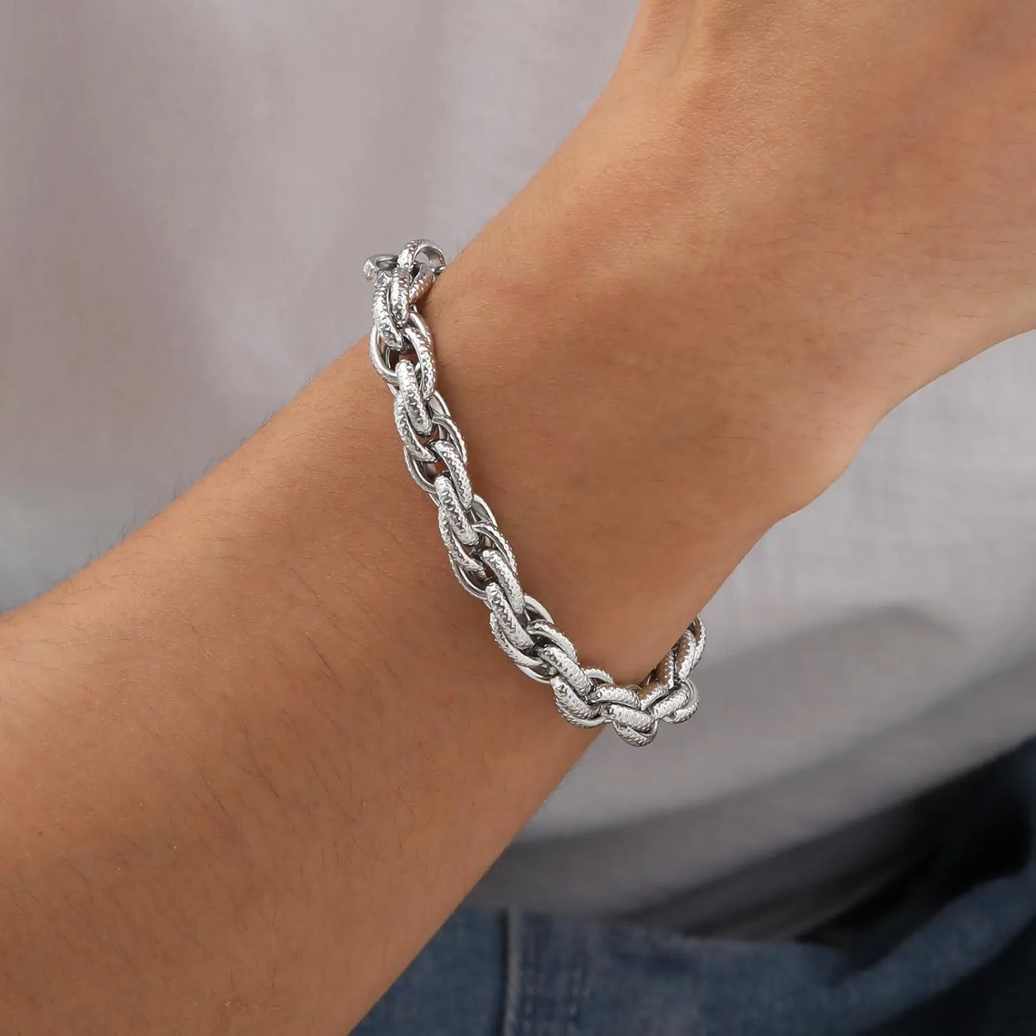 Jude Jewelers Retro Vintage Stainless Steel Snake Style Braided Chain Bracelet
