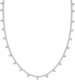 Jude Jewelers Stainless Steel Beaded Chain Style Collar Necklace