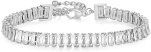 Jude Jewelers Stainless Steel Cubic Zircon Filled Eternity Style Chain Strand Bracelet