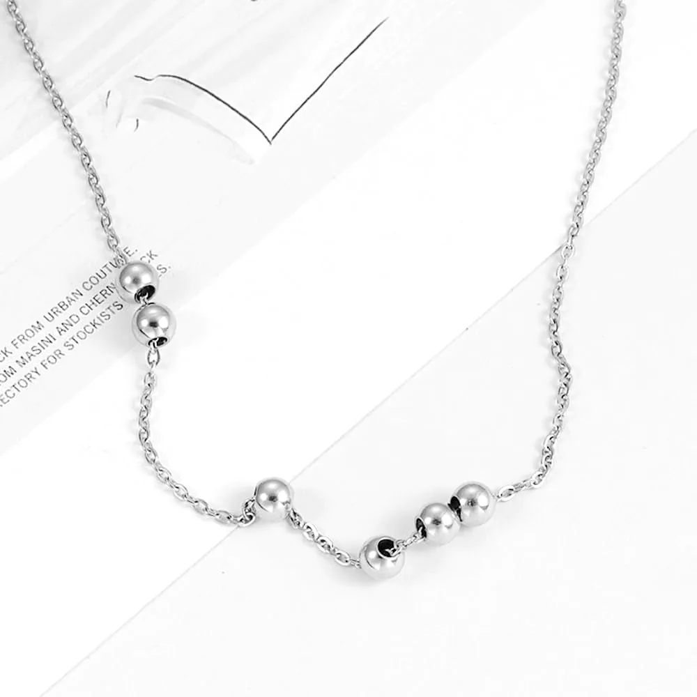 Jude Jewelers Stainless Steel Floating Sliding Ball Charms Collar Statement Necklace