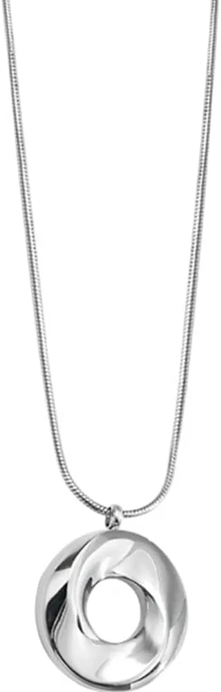 Jude Jewelers Stainless Steel Hammered Waved Twist Circle Open Karma Wedding Statement Pendant Necklace