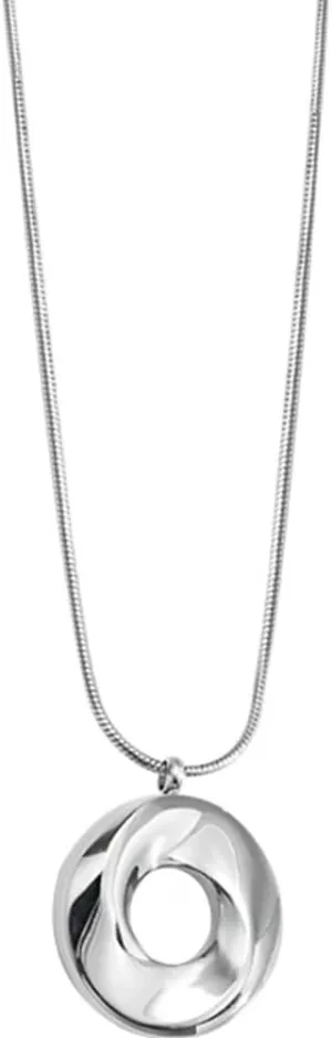 Jude Jewelers Stainless Steel Hammered Waved Twist Circle Open Karma Wedding Statement Pendant Necklace