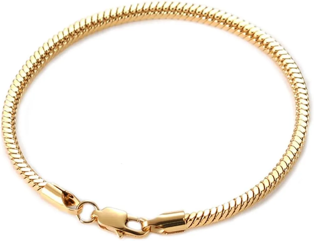 Jude Jewelers Stainless Steel Snake Chain Style Bangle Bracelet