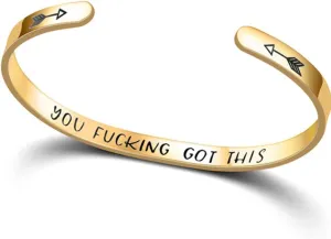 Jude Jewelers Stainless Steel You Fucking Got This Inpirational Mantra Encouragement Ope Cuff Bangle Bracelet
