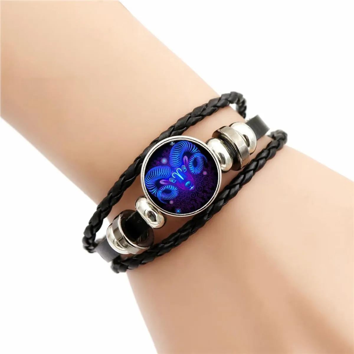 Kapley Serene Manifestation Bracelet, 12 Constellations Gemstone Leather Bracelet,Constellation Zodiac Bracelet Bangle Wristband for Women Men Constellation lovers