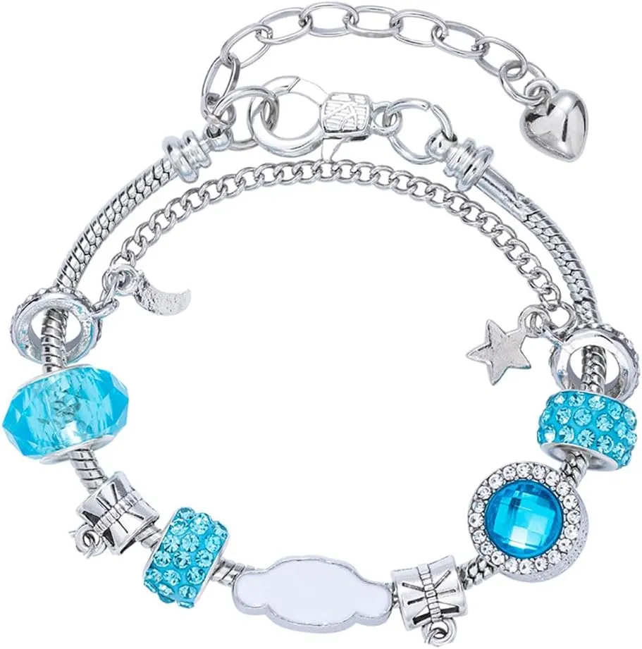 Kawaii Anime Bangle Bracelet for Women - Cute Pink Sparkly Bracelet with Butterfly & Heart Charms, Adjustable Fit, Perfect Cartoon Jewelry Gift for Birthdays