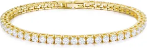 KissYan Tennis Bracelet for Women, 14K Gold Plated Classic Round Cubic Zirconia Simulated Diamond Bracelets Dainty Jewelry Gifts