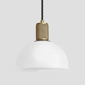 Knurled Opal Glass Dome Pendant Light - 8 Inch
