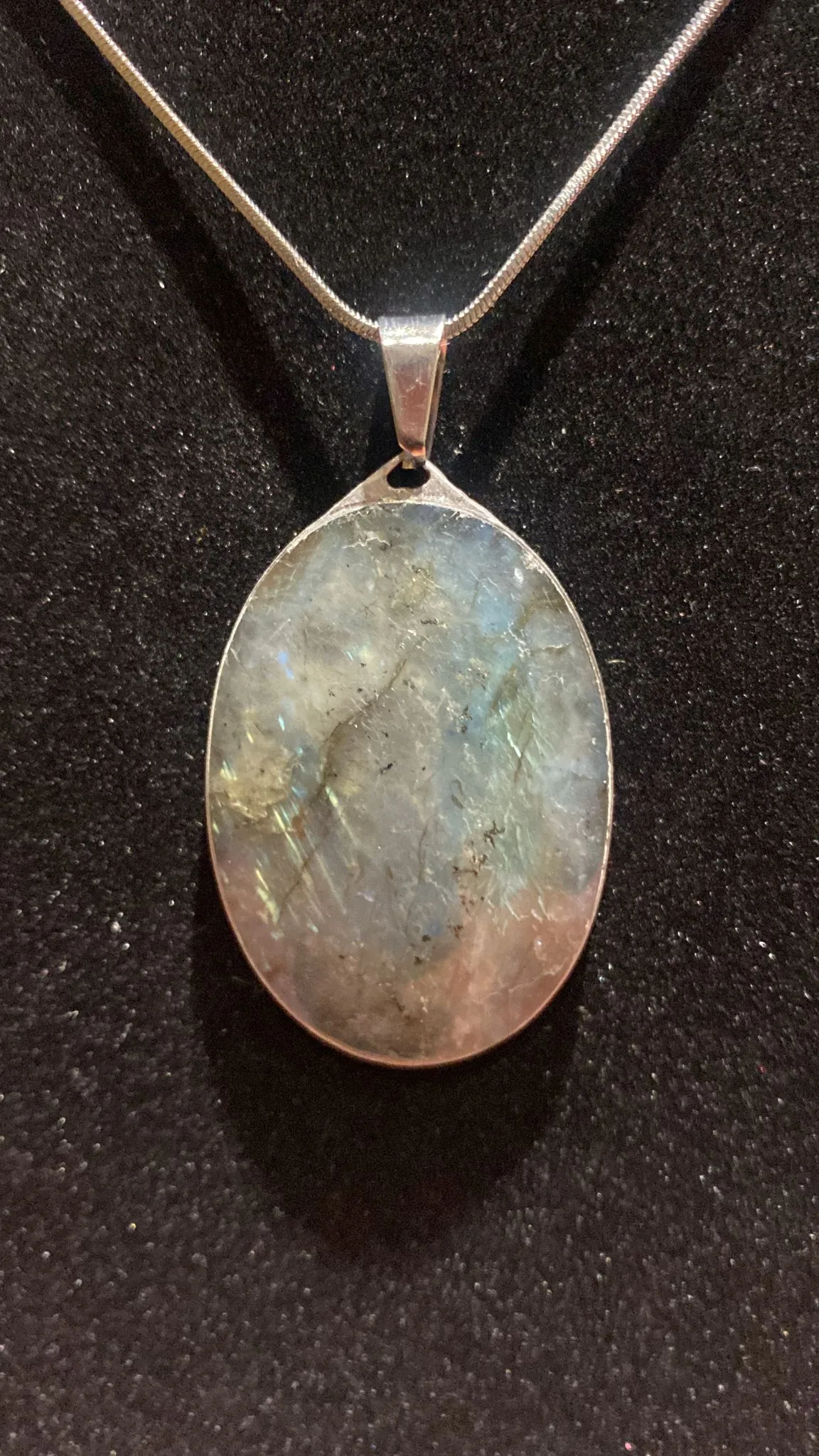 Labradorite Oval Crystal Pendant (XL)