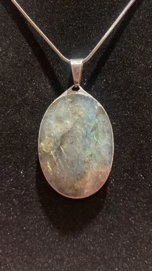 Labradorite Oval Crystal Pendant (XL)