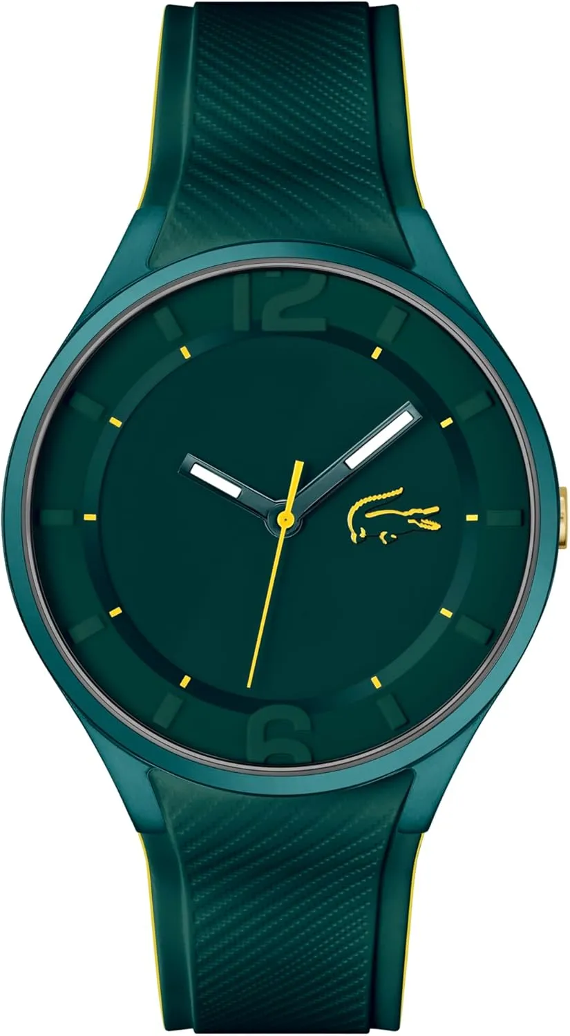 Lacoste Ollie Men's 3H Quartz Silicone Wristwatch - Water Resistant up to 5ATM/50 Meters, A Cool and Contemporary Choice for Him, 44mm