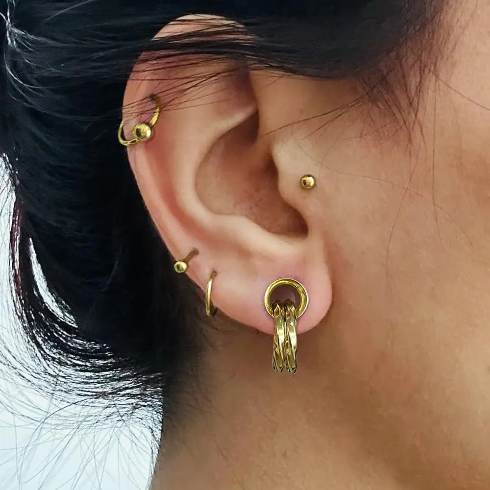 LADEMAYH Street-Chic Ear Plugs Tunnels Gauges, Stylish Two Stacked Rings Design, Hypoallergenic 316L Stainless Steel Gauge Earrings, Fashion Ear Piercing Jewelry for Women & Mens