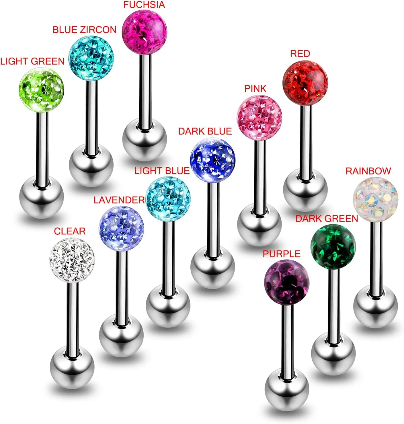 Lavender Epoxy Multi Crystal Stone Tongue Ring