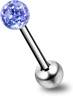 Lavender Epoxy Multi Crystal Stone Tongue Ring