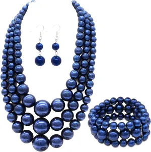 Layered Faux Pearl Necklace Set for Women Matching Earrings and Braclet with a Touch of Glamour Luxurious Shine Affordable Price-Perfect for any Occassion