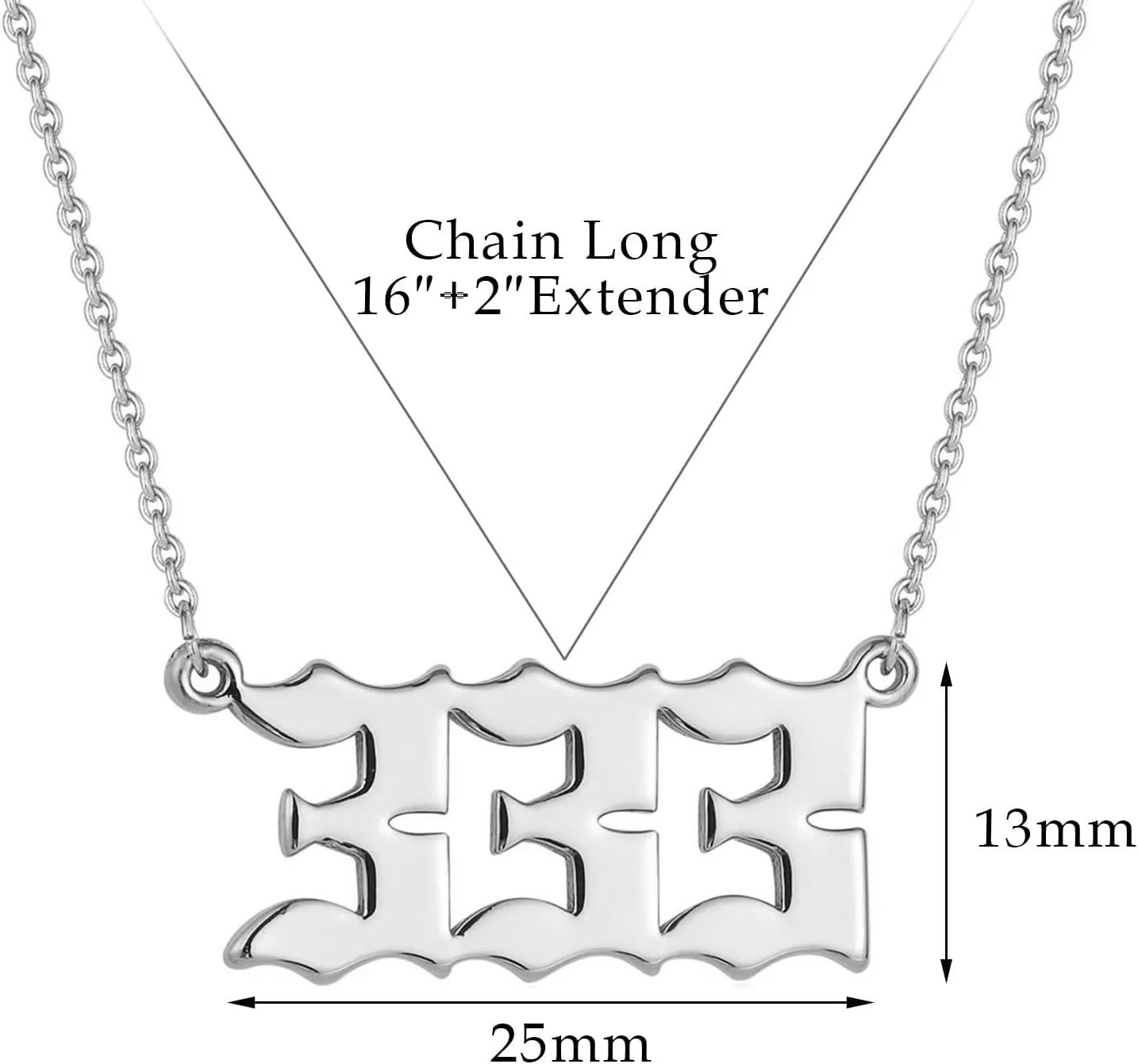 LEGENSTAR Angel Number Necklace 111 222 333 444 555 666 777 888 999 Necklace Gold silver Stainless Steel Angel Necklace with Simulated Diamond End Extra Chain Necklaces for Women