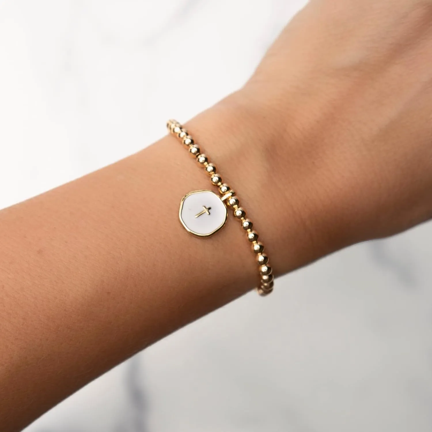 Lenny & Eva Faith Over Fear Cross Stretchable Bracelets for Women Inspirational Jewelry with Message on Card