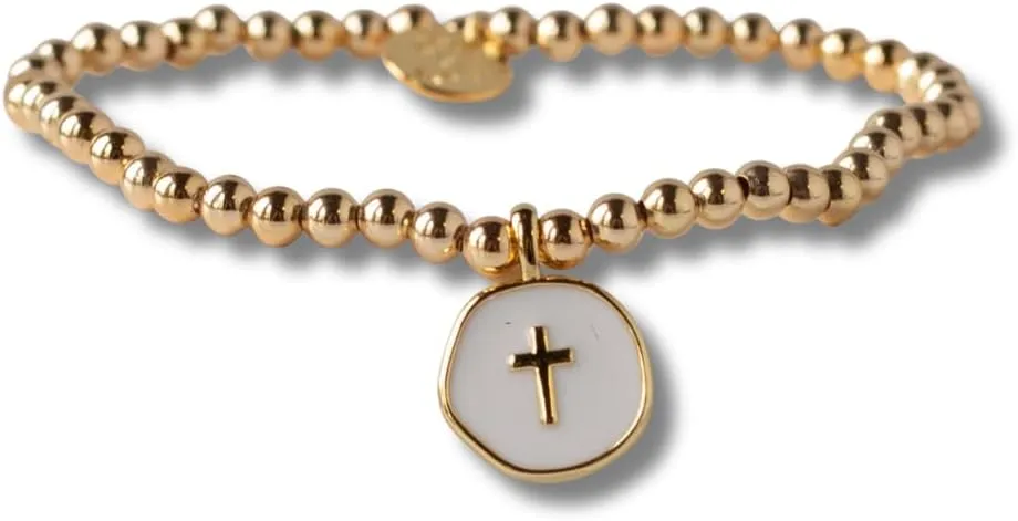 Lenny & Eva Faith Over Fear Cross Stretchable Bracelets for Women Inspirational Jewelry with Message on Card