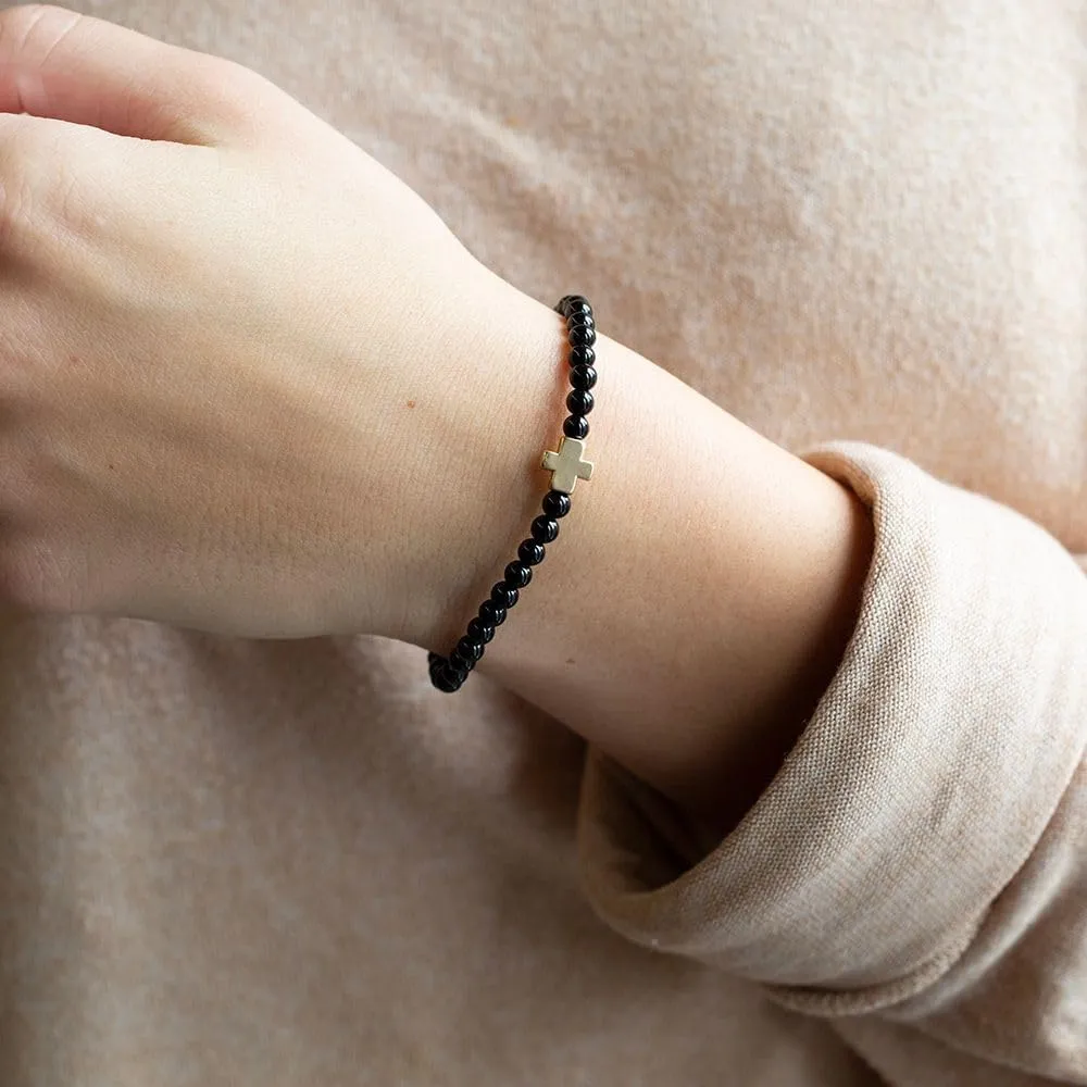 Lenny & Eva Faith Over Fear Cross Stretchable Bracelets for Women Inspirational Jewelry with Message on Card