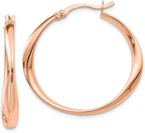 Leslie's Sterling Silver Rose Gold-plated Polished Hoop Earrings QLE898