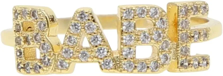Letter Ring Cz Gold Color Filled Babe Boss Hope Faith Custom Letters Fashion Rings