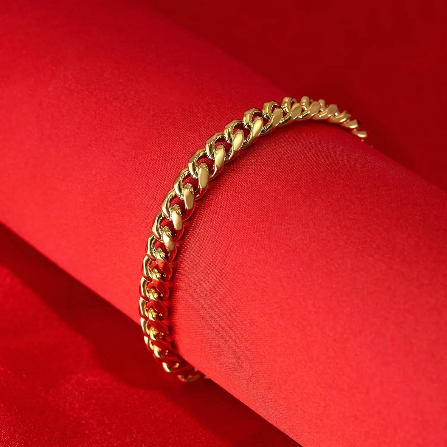 LIFETIME JEWELRY 7mm Miami Cuban Link Women and Mens Bracelet 24k Real Gold Plated Bracelet