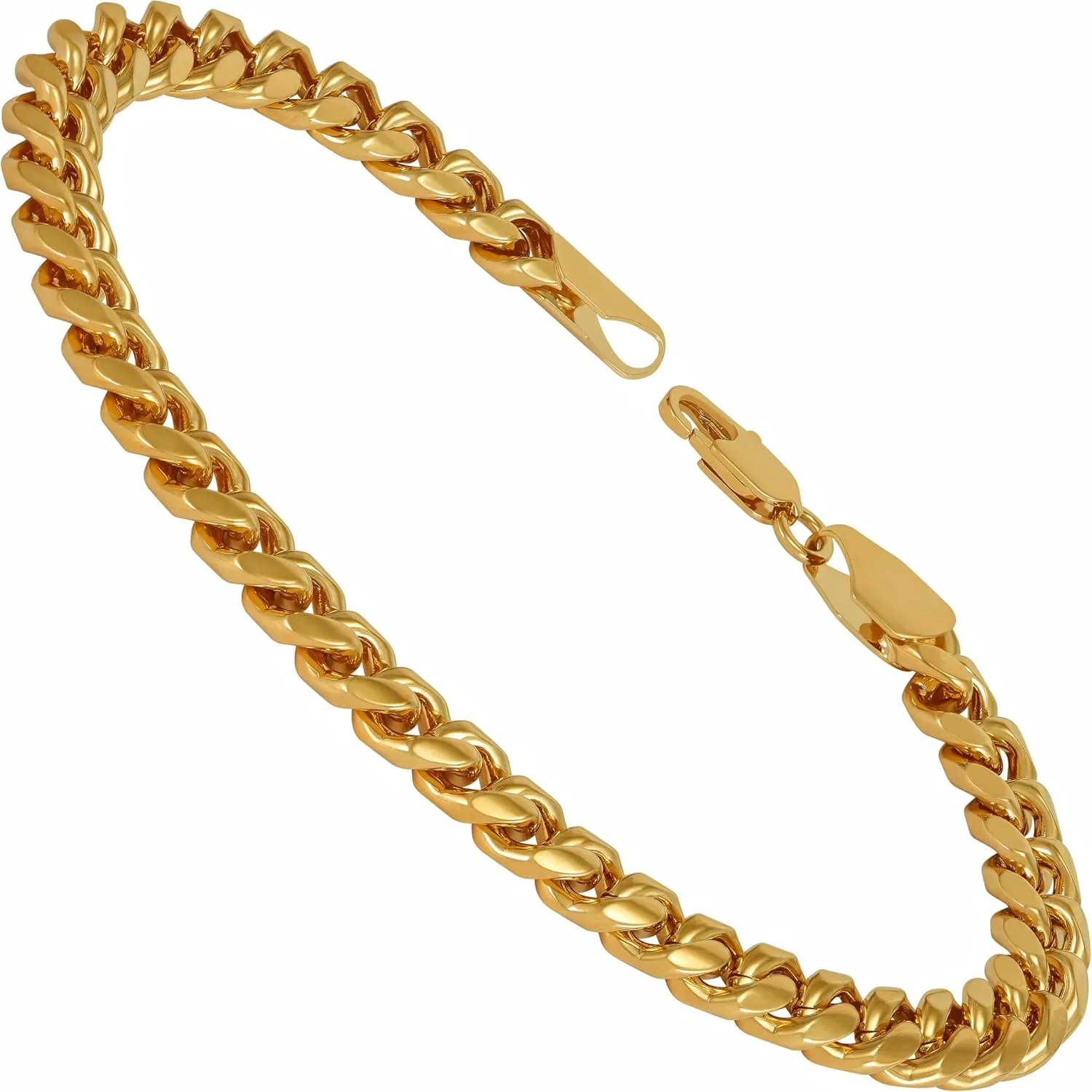 LIFETIME JEWELRY 7mm Miami Cuban Link Women and Mens Bracelet 24k Real Gold Plated Bracelet