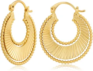 LILIE&WHITE Gold Fan-shaped Geometric Hoop Earrings for Women Hypoallergenic Earrings Fashion Earrings Gift Earrings