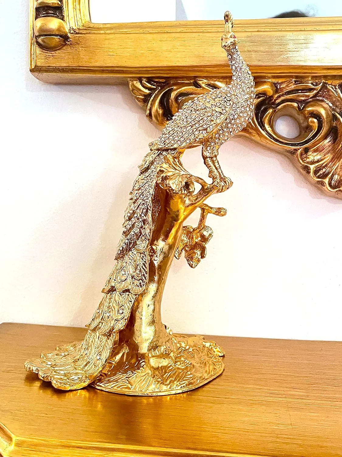 Limited Edition Antique Gold Trinket box 2002 VINTAGE Peacock Trinket Box 840 Austrian Crystal HANDSET Luxurious Peacock Jewelry Box for women 10inch x 5 inch Birthday Anniversary Bday present 6carat
