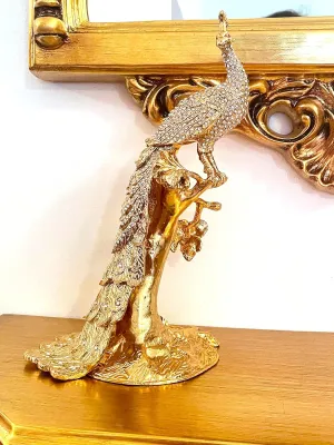 Limited Edition Antique Gold Trinket box 2002 VINTAGE Peacock Trinket Box 840 Austrian Crystal HANDSET Luxurious Peacock Jewelry Box for women 10inch x 5 inch Birthday Anniversary Bday present 6carat