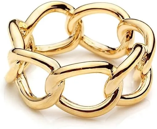 Link Chain Silk Scarf Ring Brooch for Women Girls Fashion Chic Minimalist Simple Shawl Scarves Band Statement Buckle Wrap Finger Rings Size 8 Dress Accessories Jewelry Gift