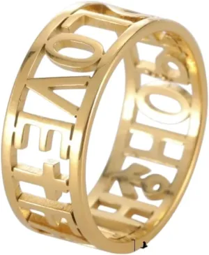 Love Faith Hope Heart Ring for Women Hers Stainless Steel Gold Color Fashion Rings Birthday Wedding Jewelry Gifts 2025