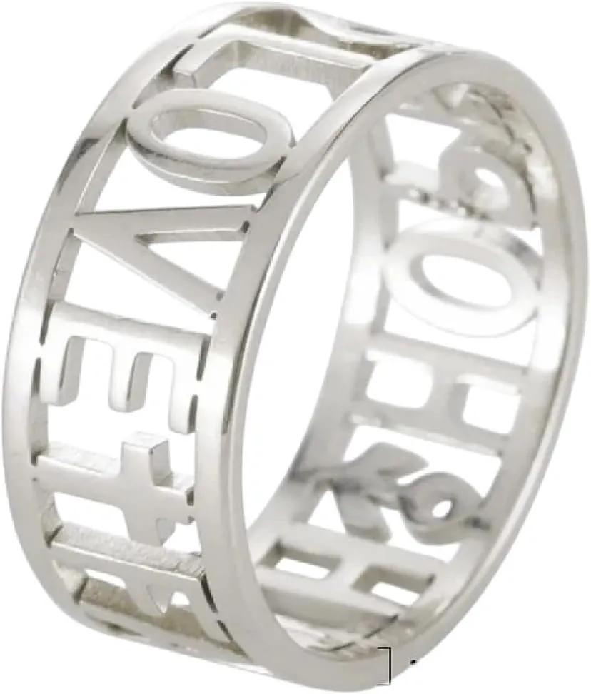 Love Faith Hope Heart Ring for Women Hers Stainless Steel Gold Color Fashion Rings Birthday Wedding Jewelry Gifts 2025
