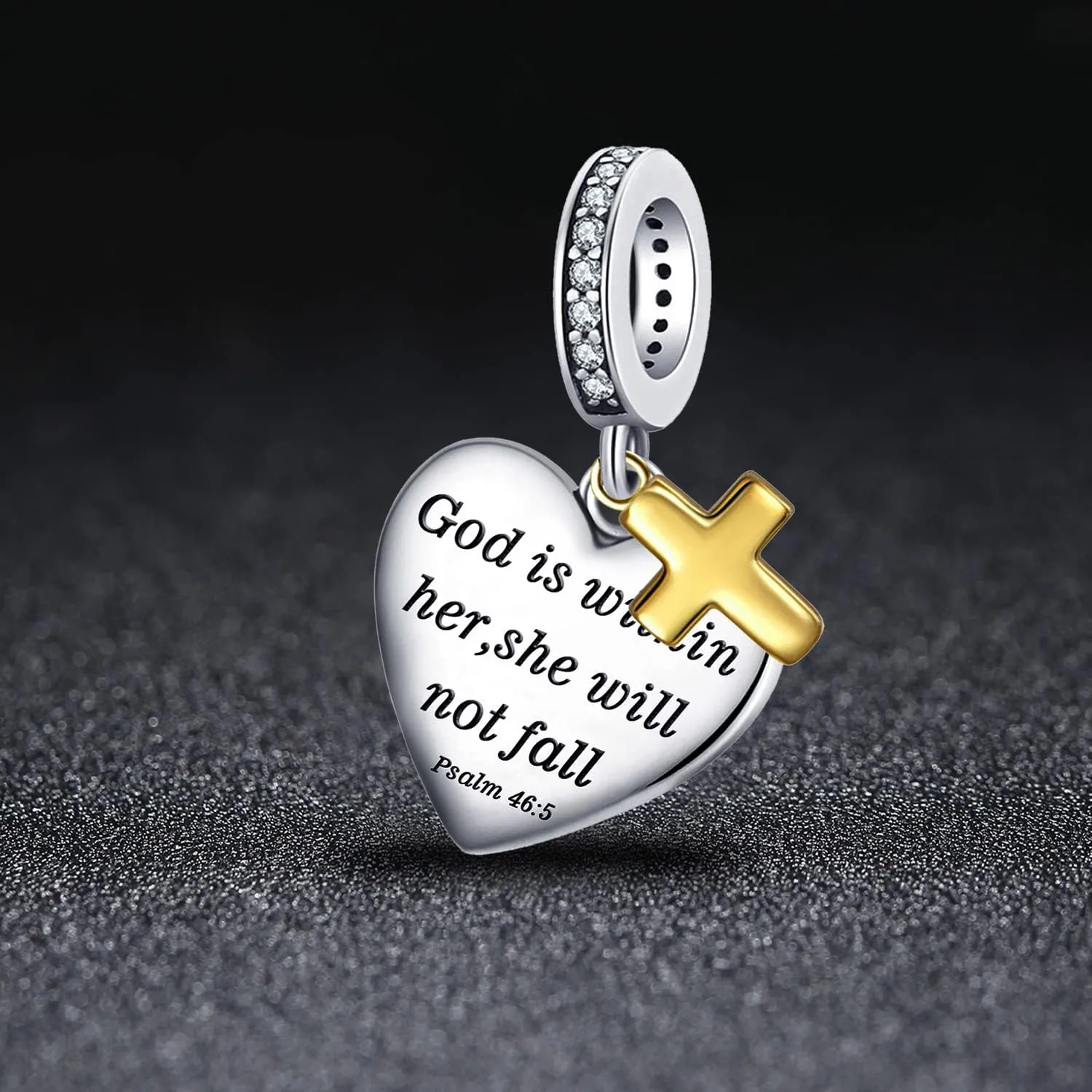 Love Heart Charm Fit for Charms Bracelet Christian Bible Verse Cross Charm Prayer Faith Religious Jewelry Gifts for Women