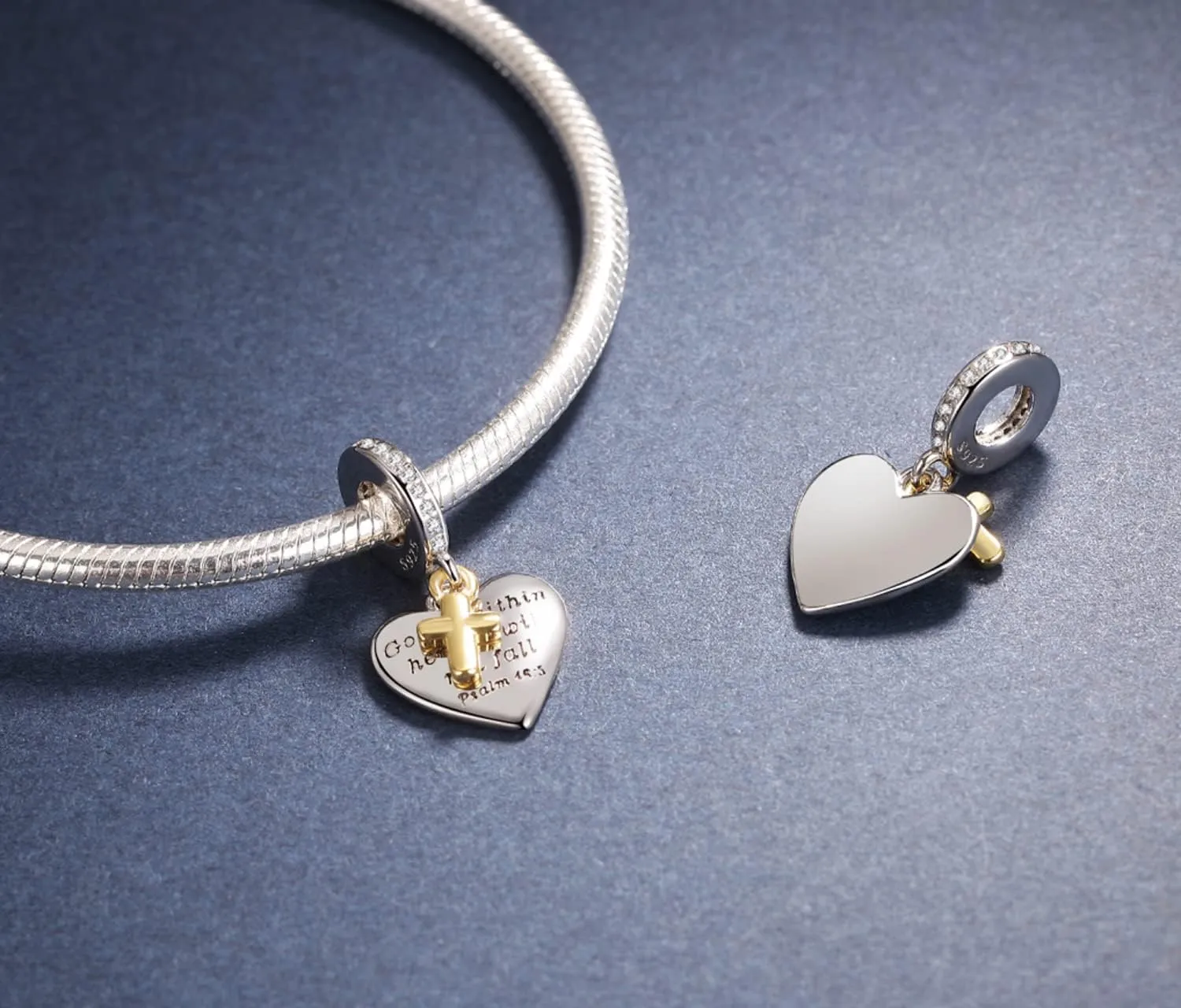Love Heart Charm Fit for Charms Bracelet Christian Bible Verse Cross Charm Prayer Faith Religious Jewelry Gifts for Women