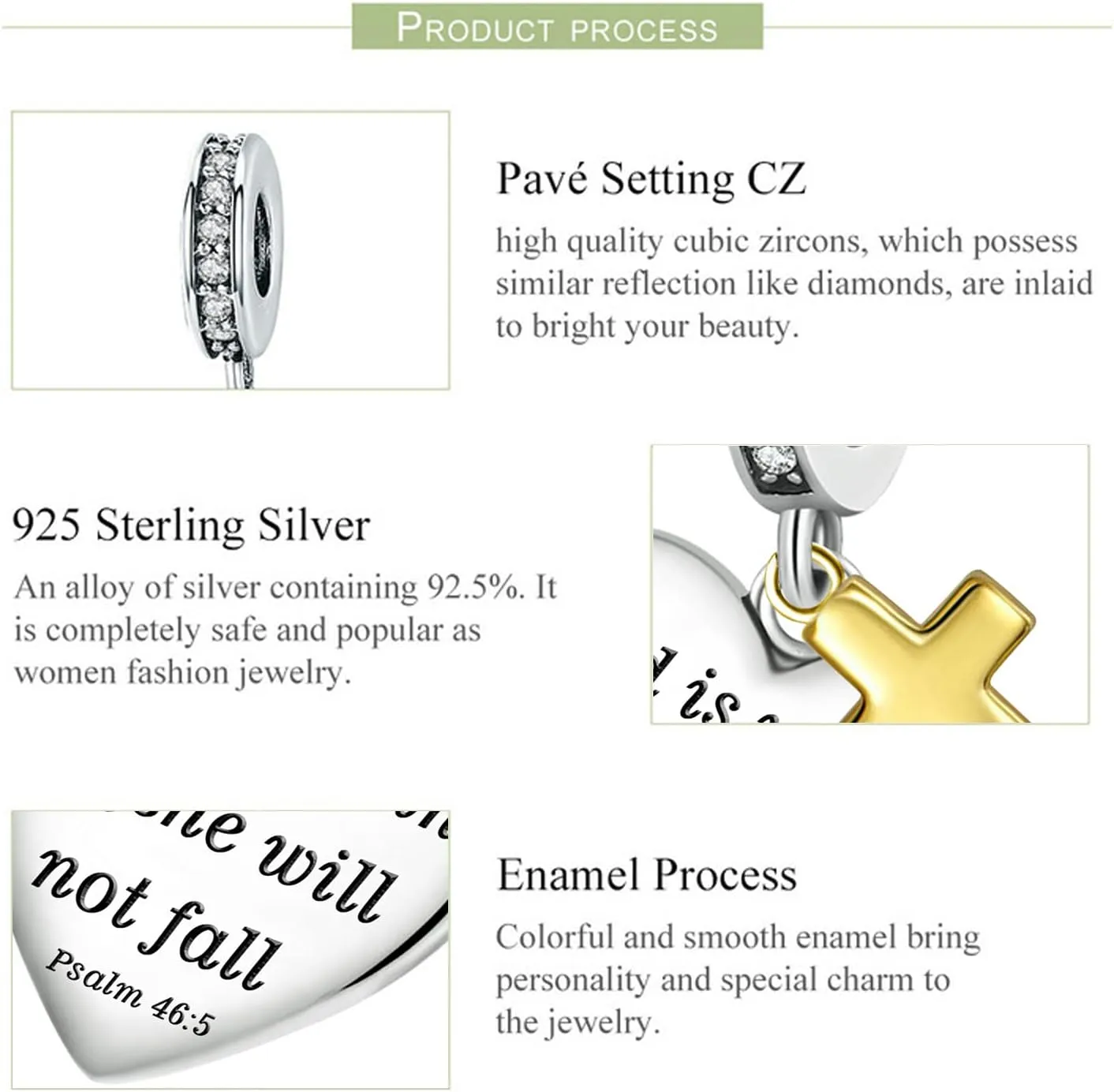 Love Heart Charm Fit for Charms Bracelet Christian Bible Verse Cross Charm Prayer Faith Religious Jewelry Gifts for Women